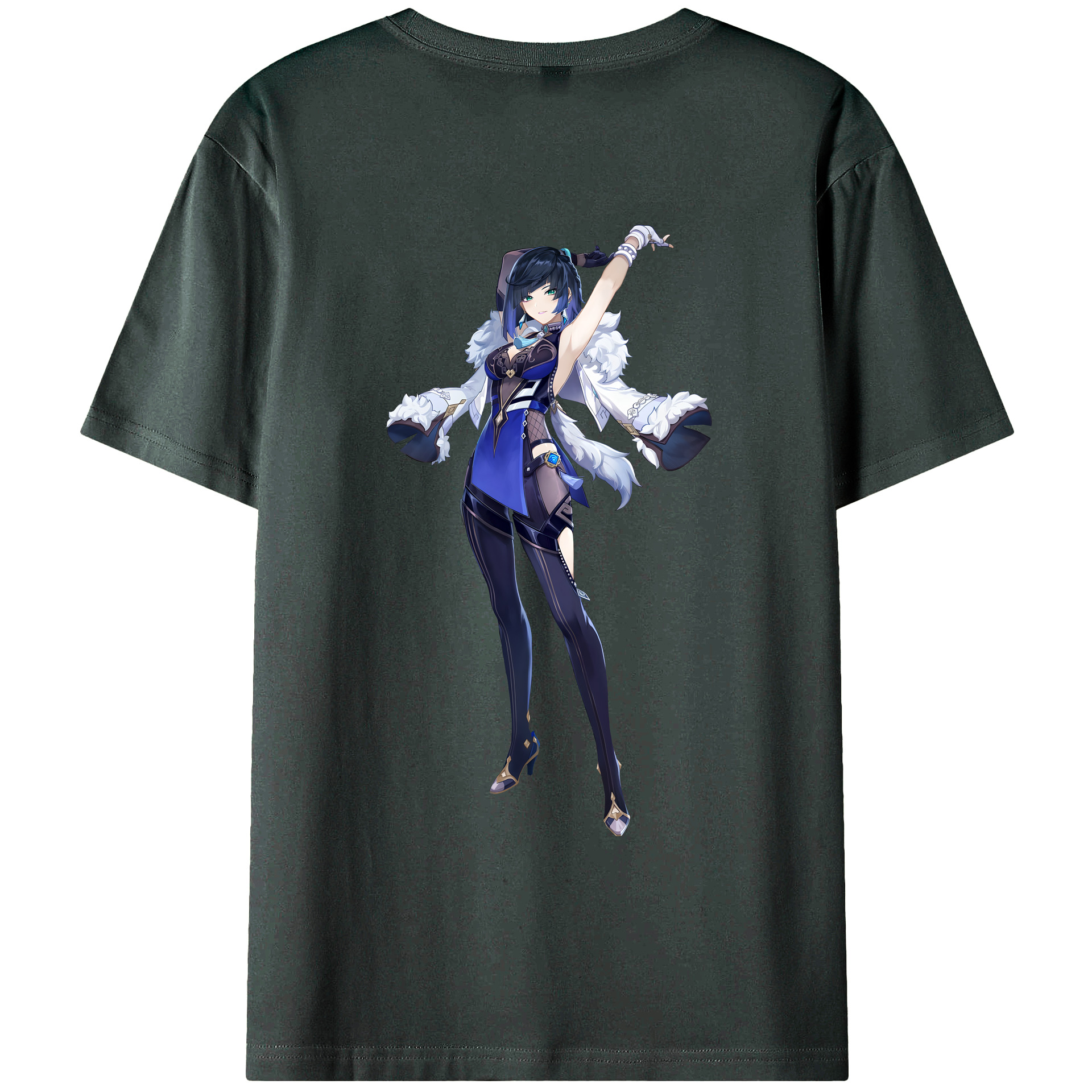 げんし神 夜兰 やらん genshin Yaran 綿100％ メンズ半袖Tシャツ（バックプリント） 通気性